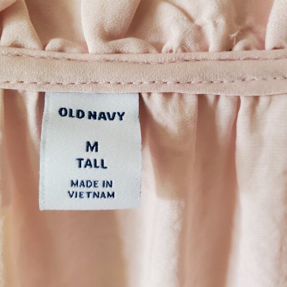 Old Navy Womans Top Soft Pink Ruffle V Neck Long Sleeve Tunic Size M Tall - Picture 2 of 9